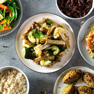 Piatto Equilibrato - Tofu fritto con verdure riso all’arancia