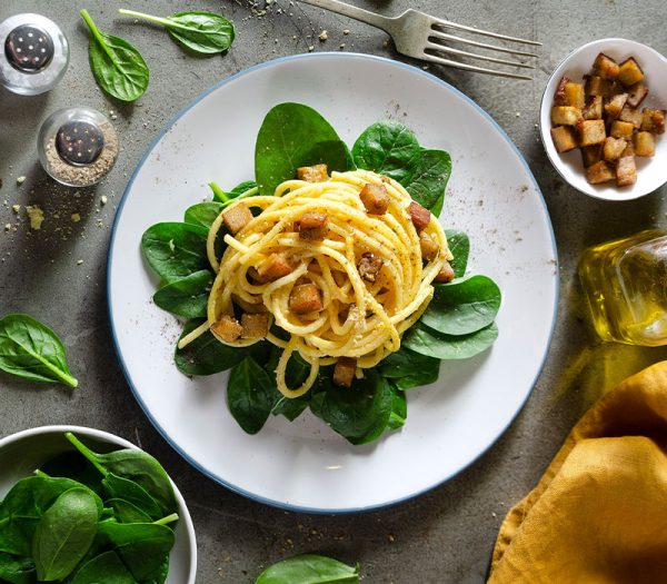 Fusilli alla carbonara veg