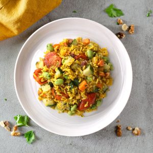 Riso alla curcuma con verdure
